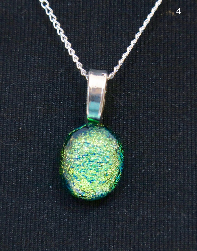 ocean blue-green sparkly glass dichro pendant