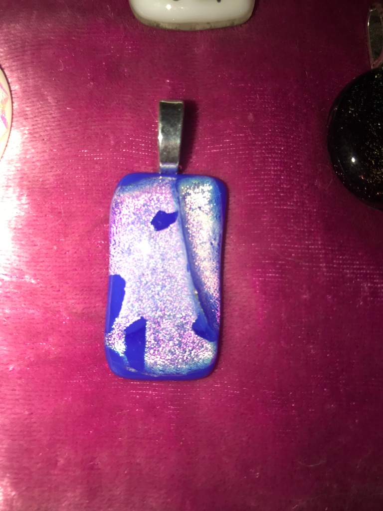 Cobalt Blue pendant with pinky silver shimmer