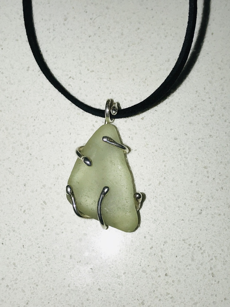 sea glass wrapped in silver
